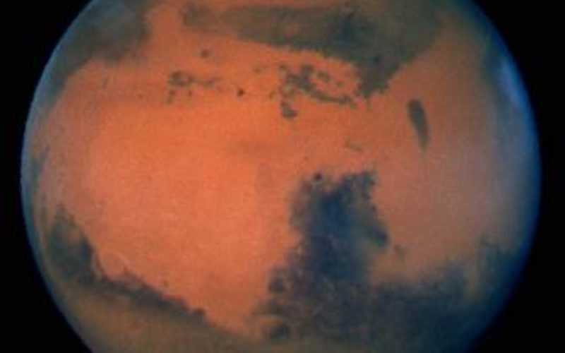 The planet Mars photographed by the Hubble Space Telescope.